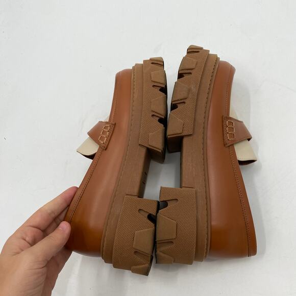 Alohas Tan & white trailblazers bicolor leather chunky loafers - Picture 6 of 11